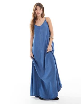 Only - Maxi-Jeanskleid in Mittelblau