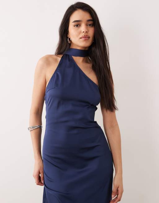 ONLY - Maxi jurk met sjaaldetail en blote schouder in marineblauw, 4 van 4