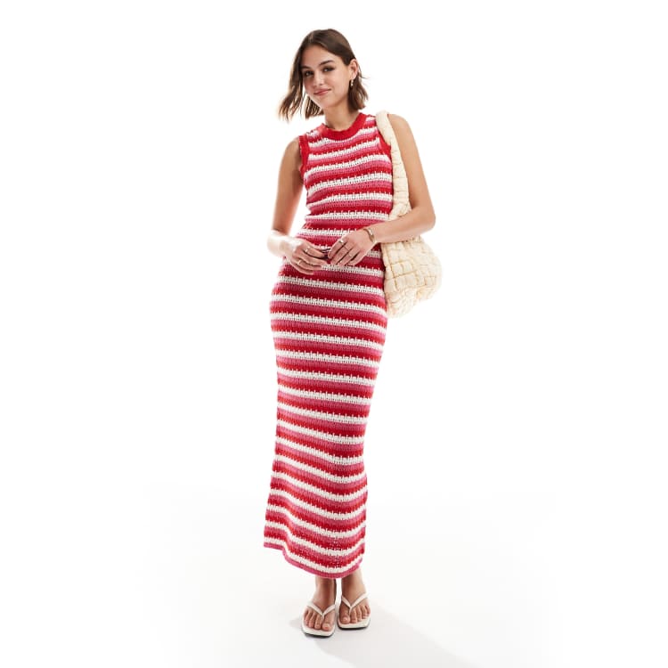ONLY maxi knit dress in red and white stripe | ASOS