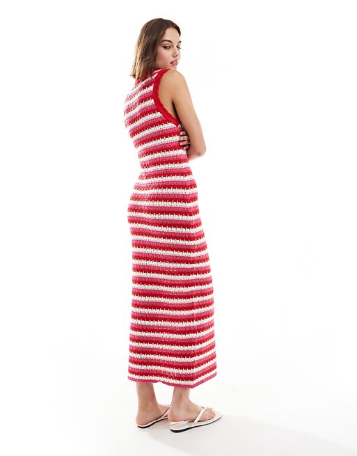 red and white striped dress DORIAN STRIPES Machine washable ONLY maxi knit dress in