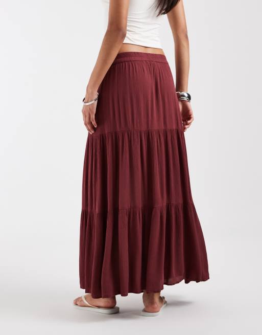 ONLY - Maxi rok met stroken in donkerrood, 5 van 5