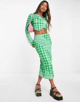 Only maxi skirt co-ord in green gingham