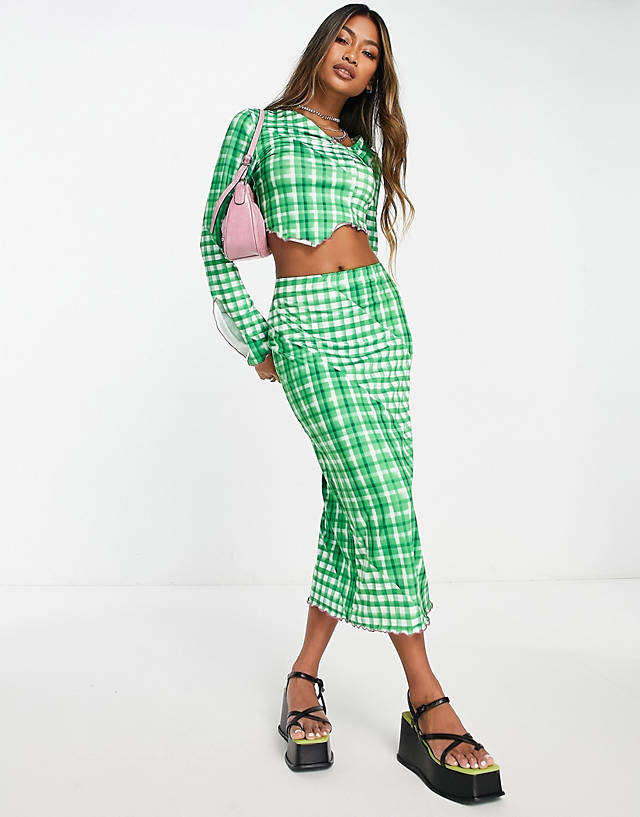ONLY - maxi skirt co-ord in green gingham