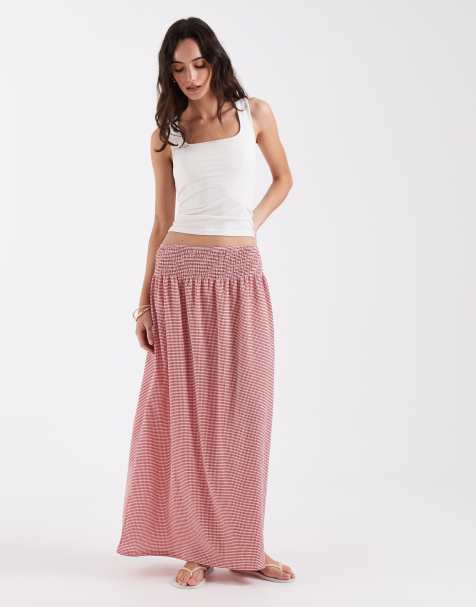 ONLY maxi skirt in red gingham