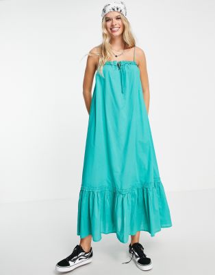 Only - Maxi-Trägerkleid aus Popeline in Türkis-Blau