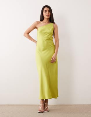 ONLY - Maxikleid in Hellgrün mit One-Shoulder-Träger