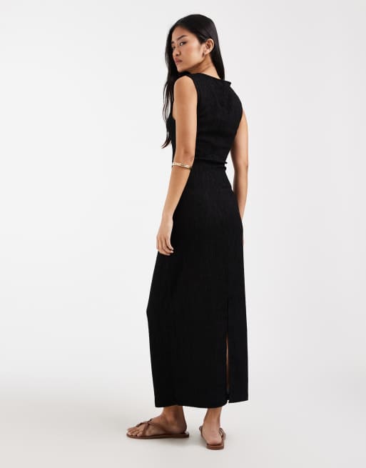 ONLY – Maxikleid in Schwarz mit Raffung, 4 von 4