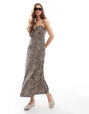 ONLY - Maxikleid mit Animal-Print-Braun