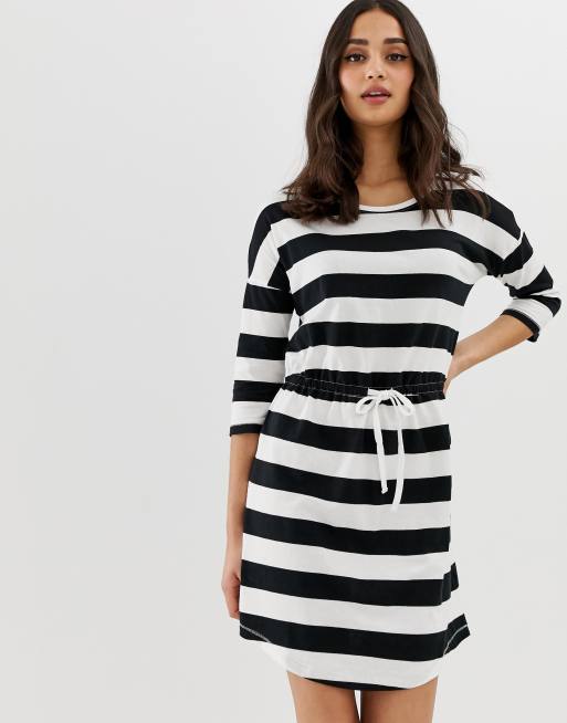 stripe drawstring dress