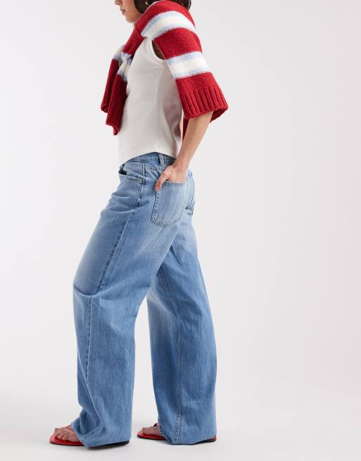 ONLY - Maya - Jeans a fondo ampio a vita medio alta lavaggio blu chiaro, 2 di 5