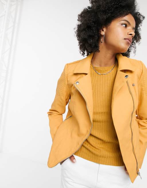 Mustard yellow outlet moto jacket