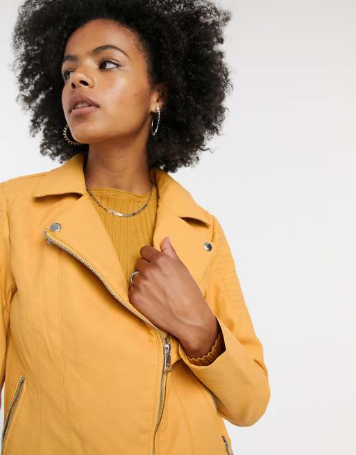 Women's mustard sale yellow leather jacket