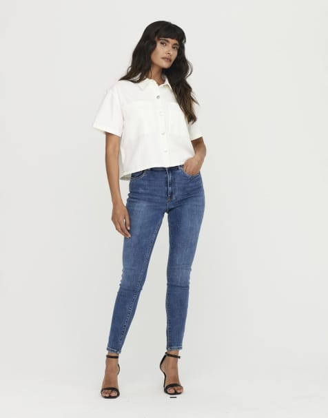 ONLY – Mellanblå jeans med smal passform - view 1
