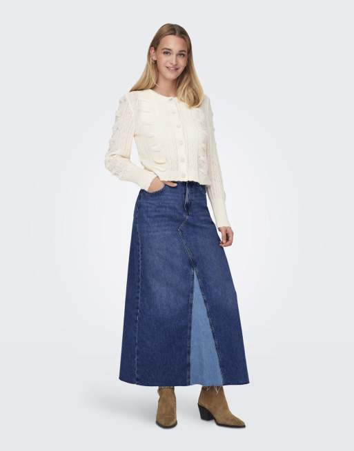 ONLY – Mellanblå jeanskjol