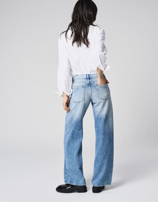 ONLY - Mellemblå denimjeans med vide ben, 2 af 7