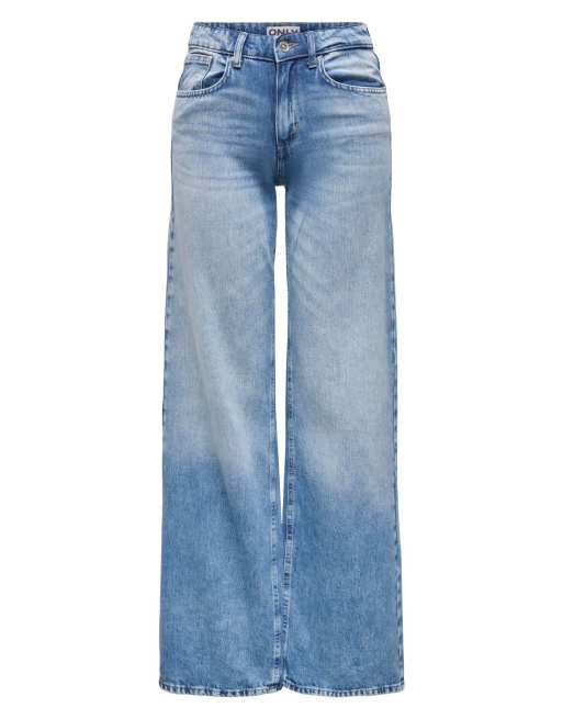 ONLY - Mellemblå denimjeans med vide ben, 6 af 7