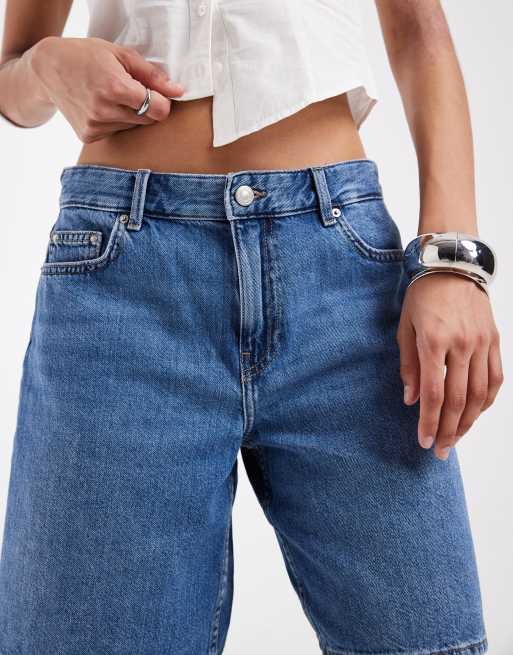 ONLY - Mellemblå shorts i denim med longline-snit og mellemhøj talje, 3 af 5