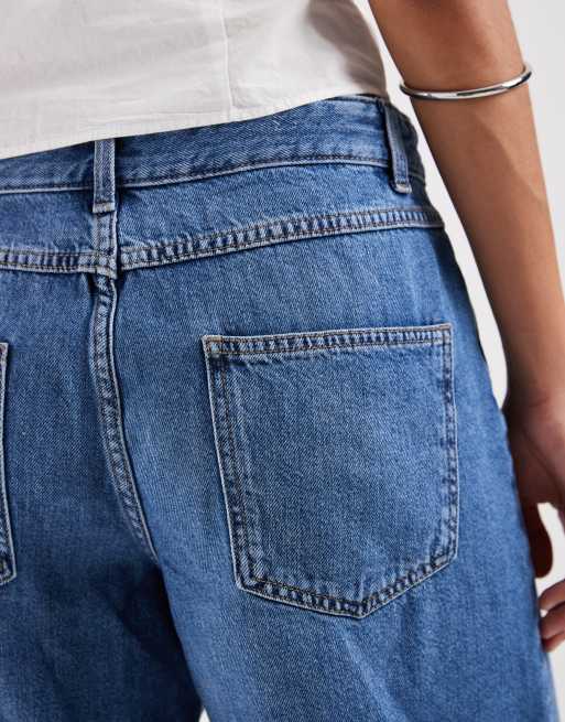 ONLY - Mellemblå shorts i denim med longline-snit og mellemhøj talje, 4 af 5