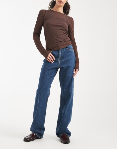 ONLY - Mellemblå superhøjtaljede jeans med brede ben - view 1