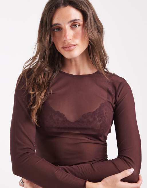 ONLY mesh top in burgundy, 2 of 4