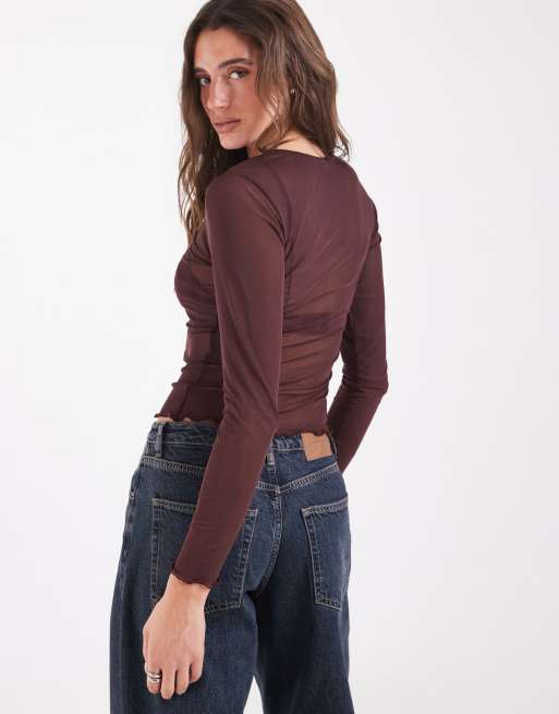 ONLY mesh top in burgundy, 4 of 4