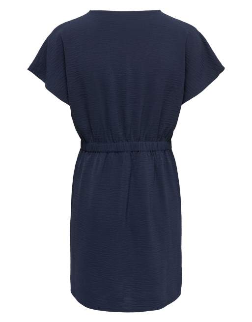 ONLY Mette robe courte à manches courtes et col V bleue, 7 de 7