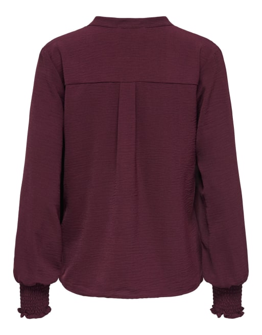 ONLY Mette v-neck long sleeve smock top in purple, 7 of 7