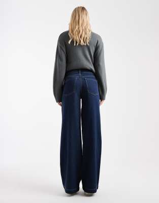 Only Tall Only Mid Waist Extra Wide Leg Jeans In Multi