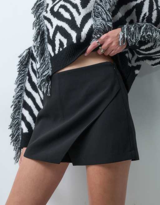ONLY mid waist wrap skort in black, 5 of 5