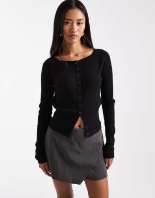 Only Mid Waist Wrap Skort In Black