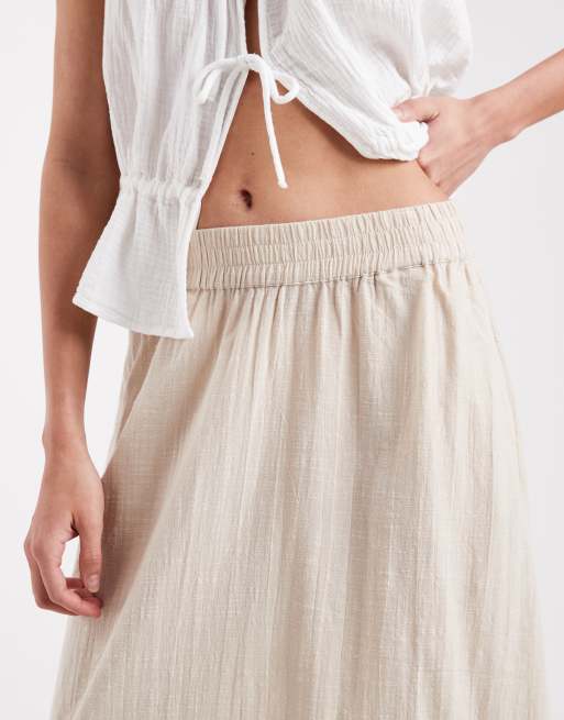 ONLY - Midaxi rok met linnenlook in beige, 2 van 5