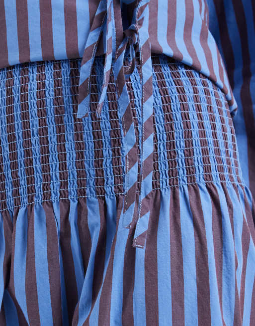 ONLY midaxi skirt in blue and chocolate stripe (part of a set), 5 of 5