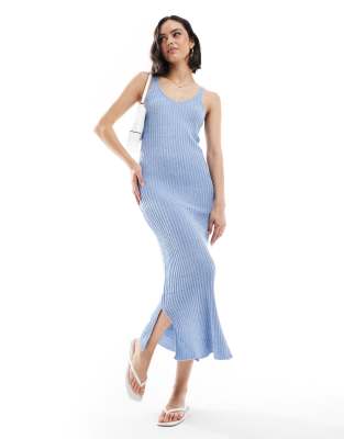 ONLY - Midaxi-Strickkleid in Hellblau