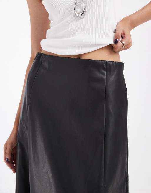 ONLY midi rok van imitatieleer in zwart, 5 van 5