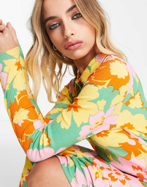 Only midi side split shirt dress in 70s floral | ASOS