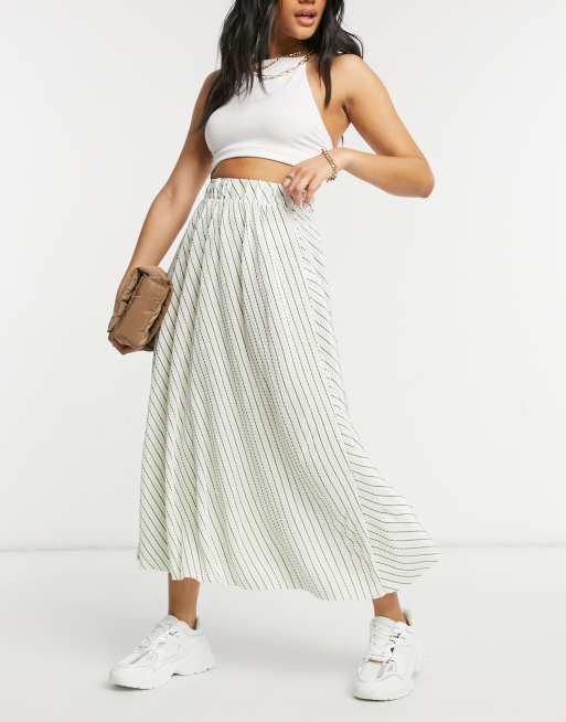 Only midi skirt in yellow stripe