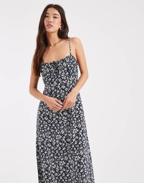 ONLY midi strap dress in ditsy flower print - view 1