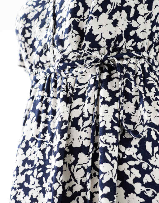 ONLY midi tea dress in navy floral, 3 of 4