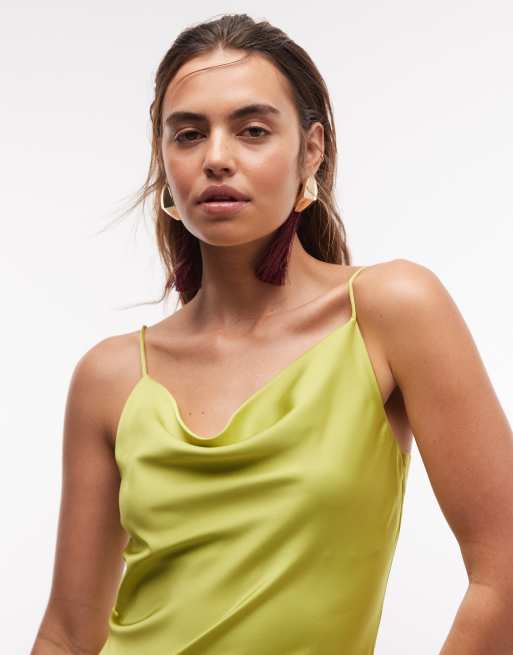 ONLY – Midikleid in Hellgrün mit Wasserfallausschnitt, 2 von 8