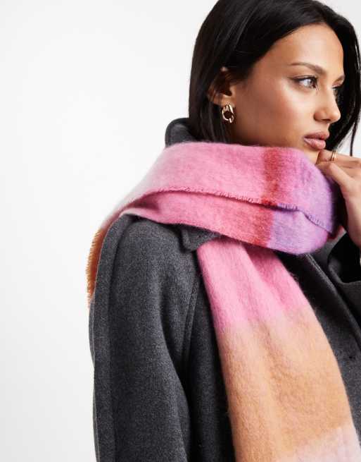 ONLY – Miękki szalik w różową kratkę, 2 z 3