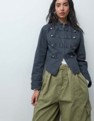ONLY military style canvas jacket in gray blue wash | ASOS