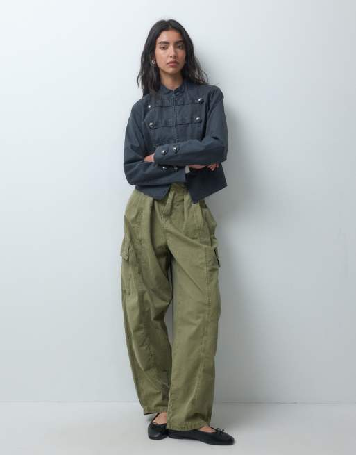 ONLY military style canvas jacket in gray blue wash, 2 of 4