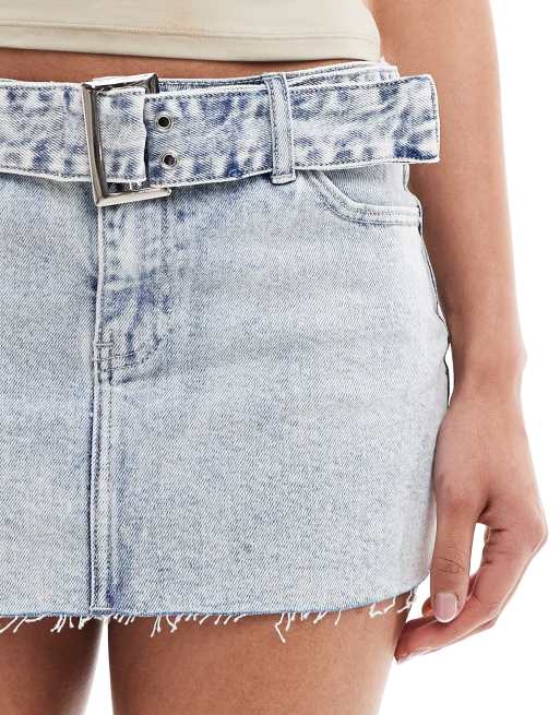 ONLY mini belt denim skirt light acid wash , 2 of 5
