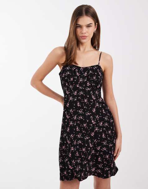 ONLY mini cami dress in black floral