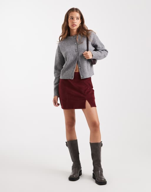 Mini Jupe Velours Côtelé Bordeaux CURRENT/ELLIOTT - Taille 28, 5 Poches, Style Américain