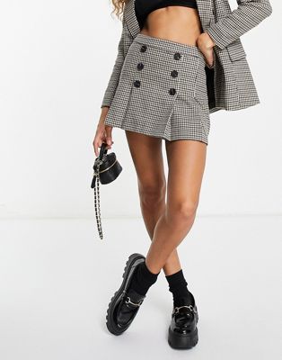 Femme Only - Mini-jupe d'ensemble plissée à carreaux - Marron