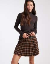 Jupe crayon tartan | Jupe à carreaux marron