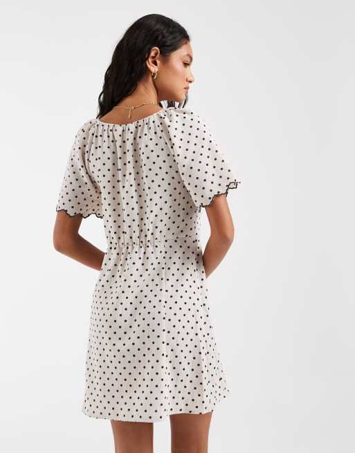 ONLY - Mini jurk met korte mouwen in wit met stippen, 4 van 4