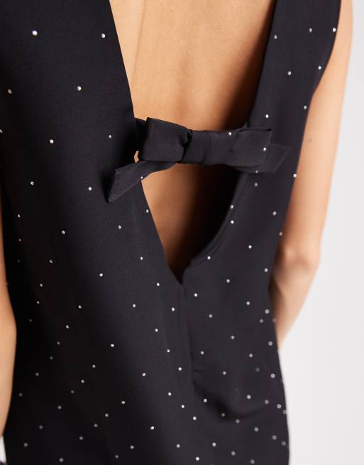 ONLY - Mini-jurk met strik aan de achterkant en strass steentjes in zwart, 3 van 4