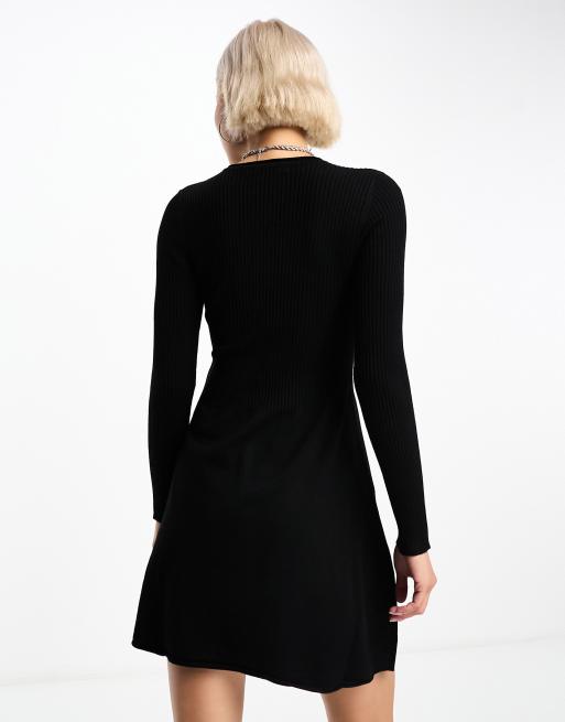 Long black skater outlet dress